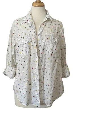 Camisa Sonoma Good For Life para mujer talla L bichos y abejas algodón mangas enrollables Foto 1 de 4
