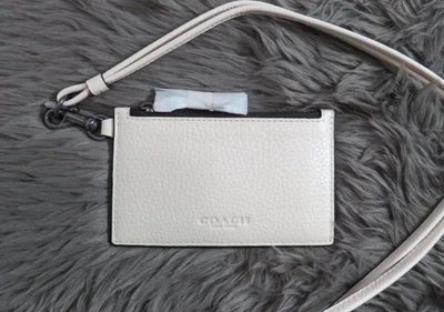 Estuche para tarjetas Coach de cuero con cremallera (tiza) - Nuevo con etiquetas (CAJ45) Foto 1 de 3