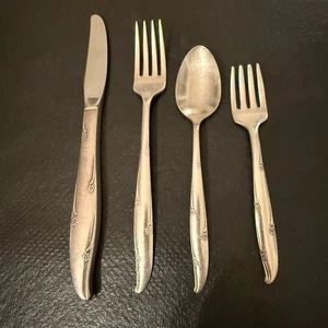 Vintage 4er Set Oneida Community Silber Blumen Silber Teller Besteck 50er Jahre - Bild 1 von 14