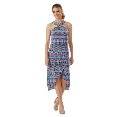 Tommy Bahama Halter Prima Peacock Midi Dress Blue Island Size L NWT $178 - Image 1 of 4