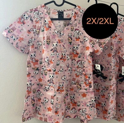 Koi X Tokidoki Scrub Top - PALETTE TULIPETS- Stretch Luna Style - 2X - 2XL - Image 1 of 4