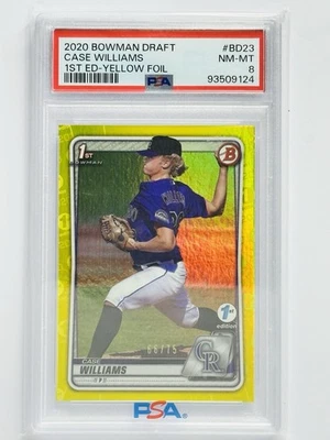 2020 Bowman Chrome Draft 1st Edition - Case Williams #BD-23 Yellow Foil /75 - Image 1 of 2