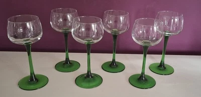 6 Verres A Pieds Vert Vin d'Alsace - Photo 1/3