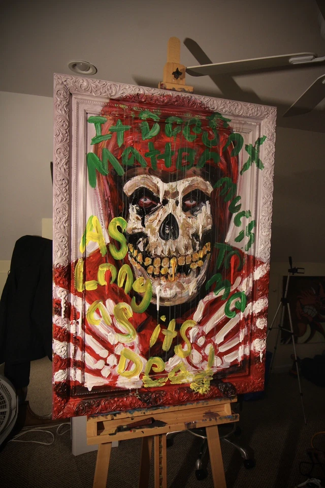 Pintura al óleo original Misfits Fiend en marco antiguo arte pop punk rock  Foto 1 de 1