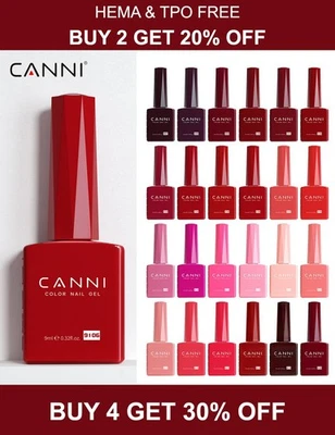 CANNI Hema Free Nail Gel Polish Soak Off UV LED Nail Varnish Top Base Coat 9ML - Image 1 of 4