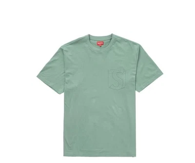 Camiseta Supreme Corte Láser S Logo Bolsillo Verde Azulado Polvoriento - 21SS Foto 1 de 3