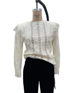 Camicetta Scott McClintock anni 80 stile vittoriano collo alto pizzo M Cottagecore - Foto 1 di 11