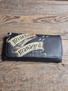 Harry Potter Mischief Managed Schwarz & Gold Dreifachfaltung Druckknopf Geldbörse - Bild 1 von 10