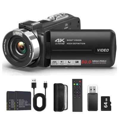 4K Video Camera Camcorder Ultra 80MP Digital Camera Vlogging Camera 64GB TF Card - Image 1 of 4
