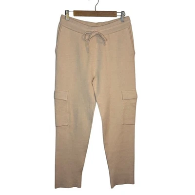 Monrow Joggers Women Med Beige Cargo Supersoft Sweater Knit Loungewear Cozy - Image 1 of 4