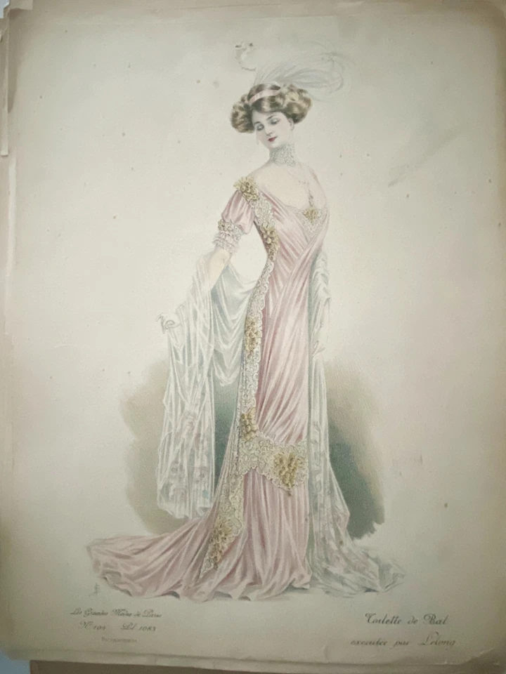 Gravur Von Mode De Paris 27x35 CM 1083 Toilette Von Ball- - Bild 1 von 1