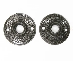 Pair Antique Victorian Eastlake Escutcheon Rosettes Door Plates Backplates - Picture 1 of 2