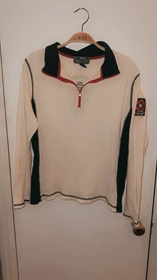 Винтажный кремовый и красный Ralph Lauren четверть молнии длинным рукавом рубашка с Aztec дизайн - Изображение 1 из 4