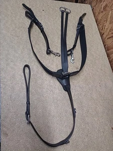 Thellie Elasticated Leather Breastplate/Mart.Full Size, Black (Ref:474Y) - Picture 1 of 9