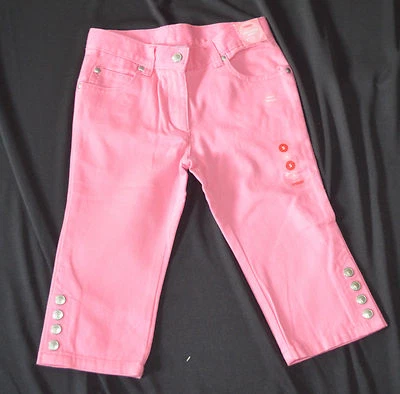 Pantalones Capris Gymboree Básicos Ajustados Nuevos con Etiquetas Rosa Blanco Denim Azul 4 5 6 8 Foto 1 de 2