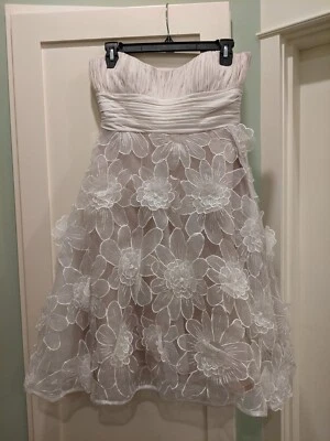 Eliza J Strapless Size Small Cocktail Dress In Ivory And Floral Beautiful - Image 1 of 3