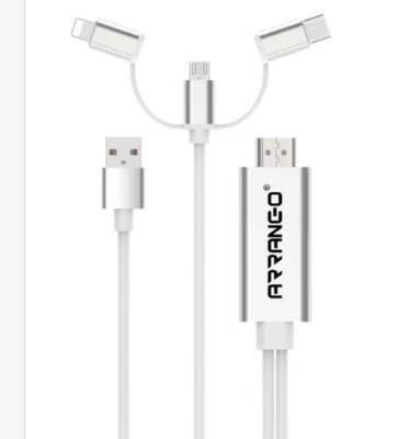 CAVO ADATTATORE HDMI 3 IN 1 da HDMI a MICRO USB /  TYPE C / USB per IPHONE IPAD - Immagine 1 di 2