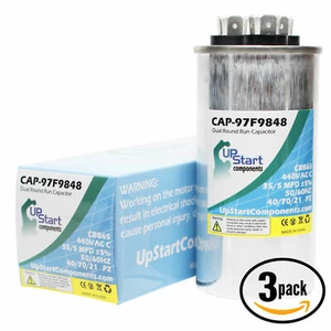 3x 35/5 MFD 440 Volt Dual Round Run Capacitor for Packard prcfd355, Lennox 89m74 - Picture 1 of 1