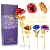 24K Gold Plated Rose Flower Christmas Gift Birthday Romantic Golden Flower w/Box