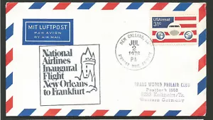 National Airlines 1978 1er vol New Orléans to Frankfurt timbre sur lettre /L2227 - Foto 1 di 2