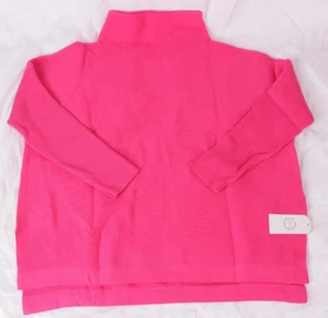 LILLUSORY Mock Turtleneck Oversized Sweater Ribbed Knit Pullover - rose red pink - Picture 1 of 5