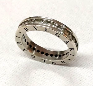Bvlgari Sterling Silver Ring / Clear Stones / Band Ring / 925 / 9.4 g / Size U - Picture 1 of 14