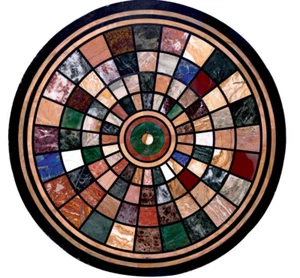 12" Black Marble coffee Table Top antique malachite Inlay multi inlay Home Decor - Picture 1 of 5