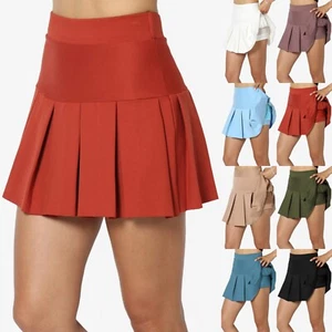TheMogan Pleated Mini Skirt with Shorts Inset High Waist Ponte Knit Skort 14.5" - Picture 1 of 62