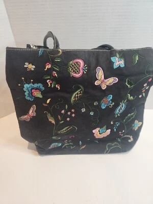 Bueno Black Floral/Butterfly Embroidery Bag - Large 3 compartments  - Image 1 of 4