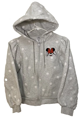 Sudadera con capucha y cremallera completa Minnie Mouse gris lunares de los parques de Disney para mujer (talla XS) Foto 1 de 4