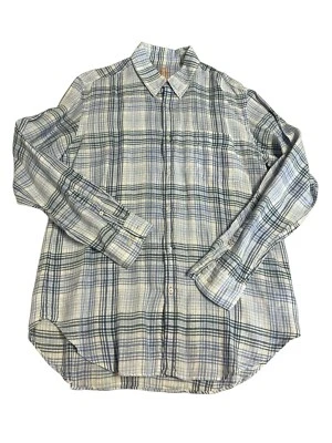 J McLaughlin Mens Large 100% Linen Plaid Oxford Shirt Summer Classic Coastal - Image 1 of 4