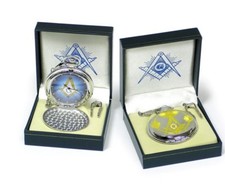 Silver Tone Square & Compass New Model! New Masonic Mason Pocket Watch Gold &