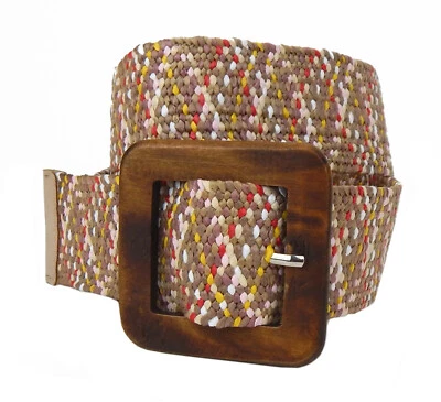 Ella Jonte Gürtel Flechtgürtel Boho Ibiza beige mehrfarbig Stretchgürtel 75 - 95 - Bild 1 von 3