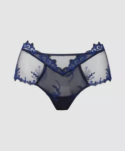 $145 Lise Charmel Women's Blue Floral Lace High Waisted Thong Size X-Small - Picture 1 of 2