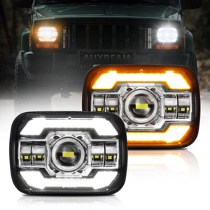 2X 7x6" LED Headlights Beam Amber Turn Signal Lamp for JEEP Trucks GMC Chevrolet - Picture 1 of 12