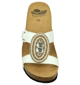 Dr Scholl POLIDORA Bioprint ciabatte donna pelle regolabili fibbia bianco ZEPPA - Foto 1 di 2