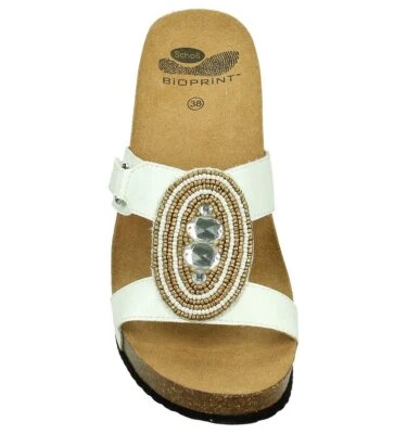 Dr Scholl POLIDORA Bioprint ciabatte donna pelle regolabili fibbia bianco ZEPPA - Immagine 1 di 2