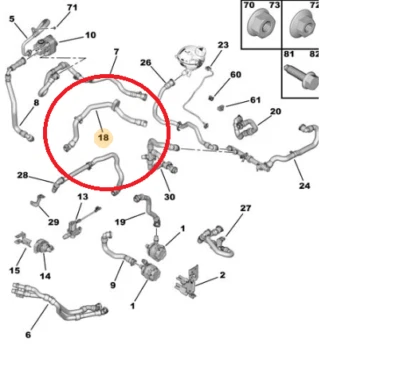 MANICOTTO TUBO RAFFREDDAMENTO CITROEN C4 C4X PEUGEOT 2008 208 9834378680 Foto 1 de 4