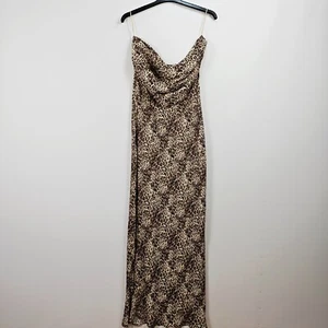 Anthropologie - Maxi vestido sin tirantes de satén - Marrón - Reino Unido 16 - PVP £138 - Imagen 1 de 5