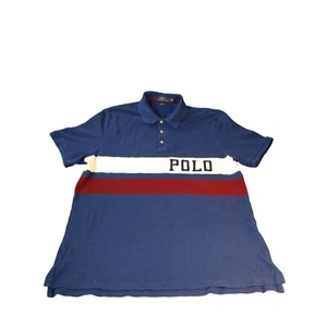 Polo Ralph Lauren Classic Fit Sz L Men Colorblock Polo Red White Blue Preppy - Picture 1 of 7