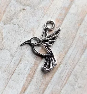 Kolibri 1 Charm Antik Rustikal Silber Sommer Vogel Fliegende Natur - Bild 1 von 4