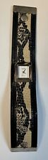 CHICOS Ladies Watch New Battery Wide Faux Snakeskin Strap Silver Case Snap Close
