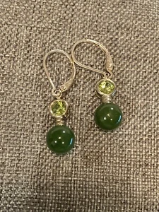 vintage silver with jade and peridot Woman’s Earrings Find Jewelry Accessories - Picture 1 of 4
