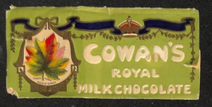 1920's Cowan's Chocolate, Royal Milk Chocolate Wrapper, Canada Maple Leaf - Picture 1 of 2