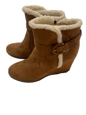 Botines Liz Claiborne Mujer Cuña Marrón Gamuza, Talla 9M Foto 1 de 4