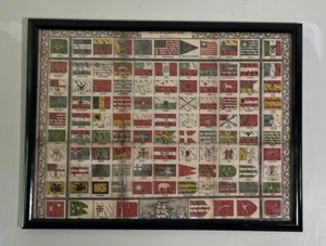 Very Rare Antique Flags Of Principal Nations World 19th C. 1820 Poster Print - Picture 1 of 20