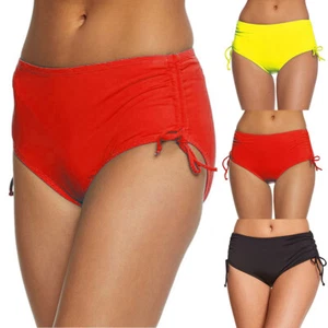 Women High Waisted Bikini Bottoms Swim Briefs Beach Shorts Drawstring Swimwear - Picture 1 of 17
