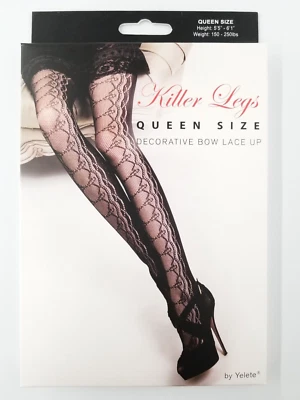 Yelete Killer Legs 渔网连裤袜长袜装饰蝴蝶结系带大号 — 第 1/4 张图片