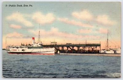 Postcard Public Dock, Ship Erie, Erie Pennsylvania Unposted - Image 1 of 2