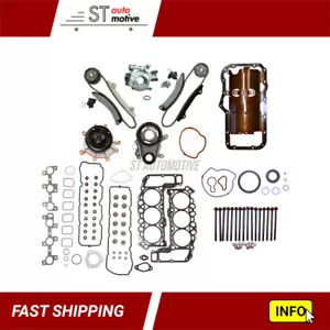 Fit 05-12 Dodge Jeep Ram 3.7L Engine Gasket Set Head Bolts Timing Water Oil Pump - Picture 1 of 3